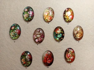Skleněný kabošon 25 x 18 mm růže - 1 ks