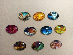 Skleněný kabošon 25 x 18 mm mystery - 1 ks
