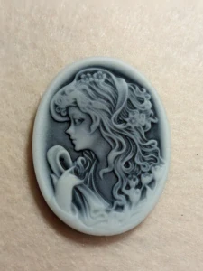 Akrylový kabošon 40 x 30 mm reliéf - 1 ks