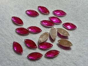 Našívací broušené korálky 15 x 7 mm - růžové