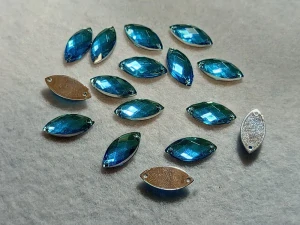 Našívací broušené korálky 15 x 7 mm -modré
